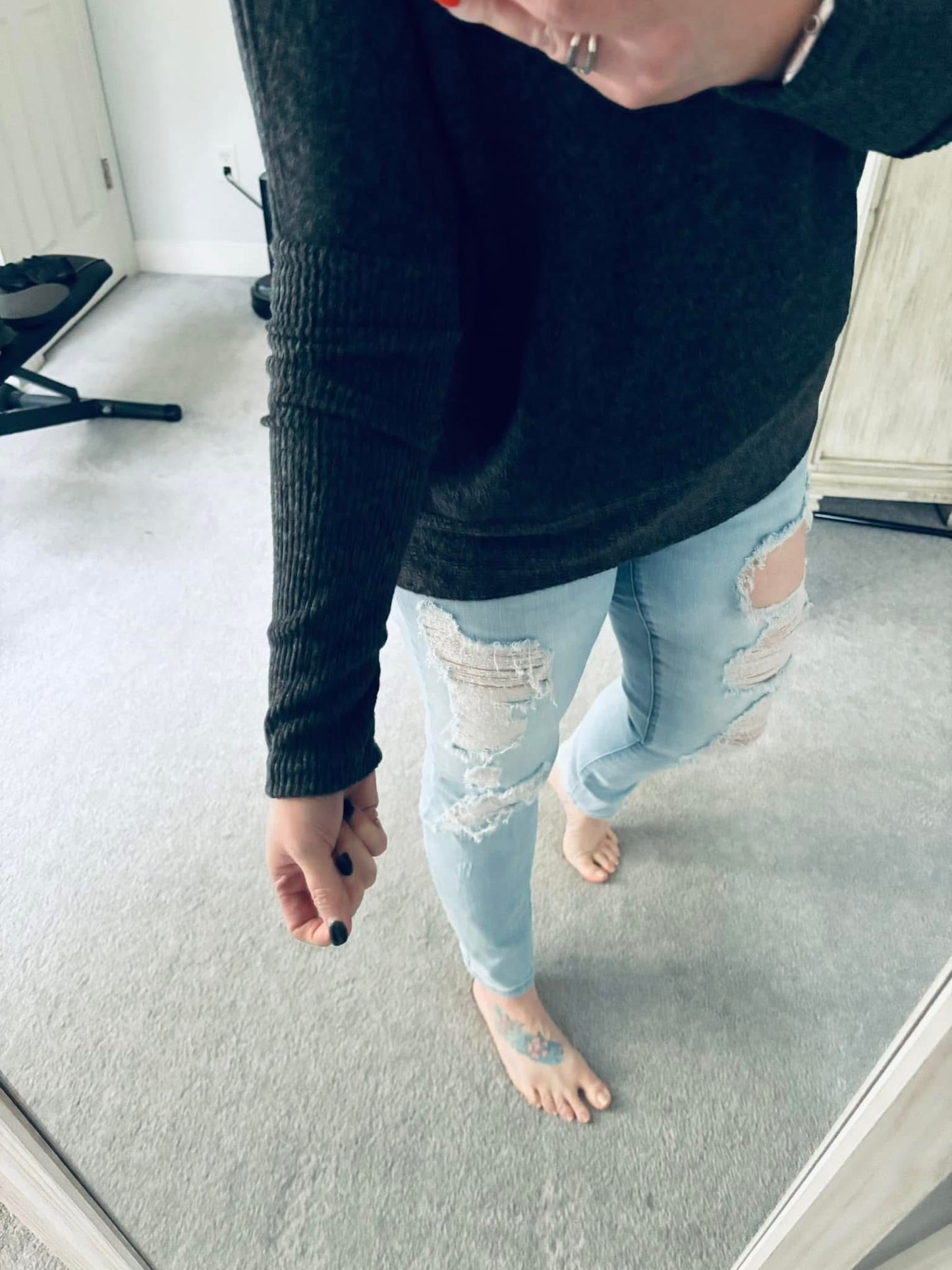 Zenana Brushed Melange Hacci Dolman Sleeve Top