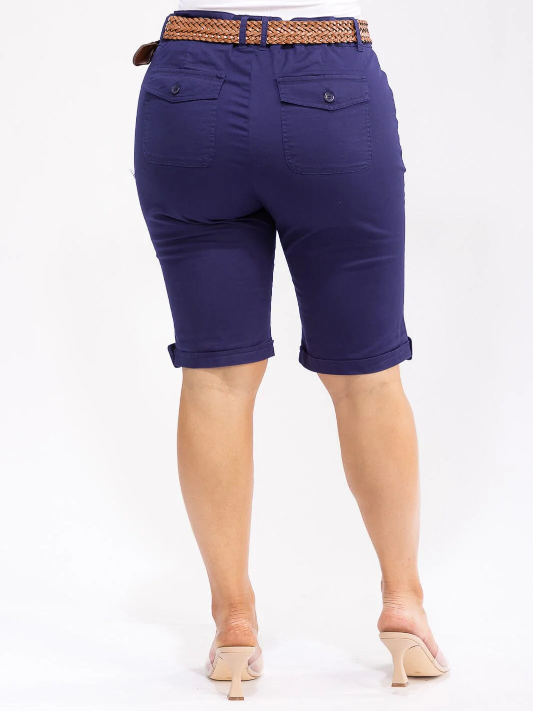 Navy Belted Bermuda Shorts