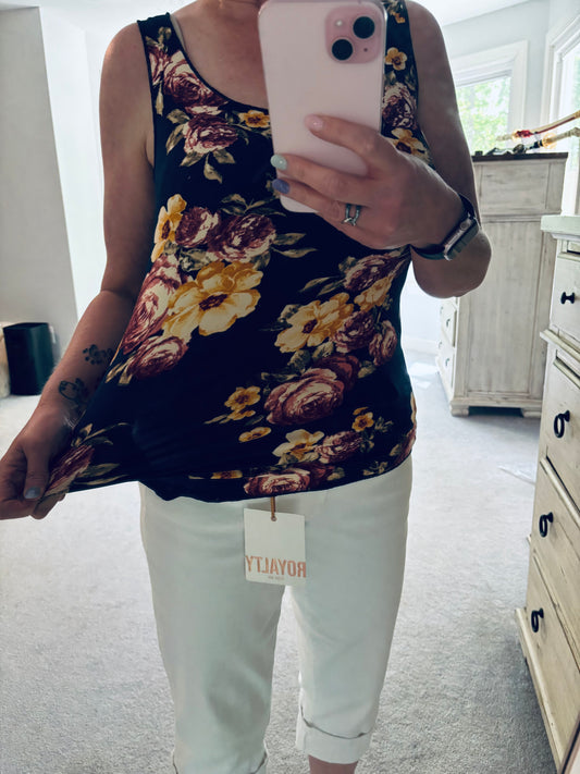 Black Floral Tank