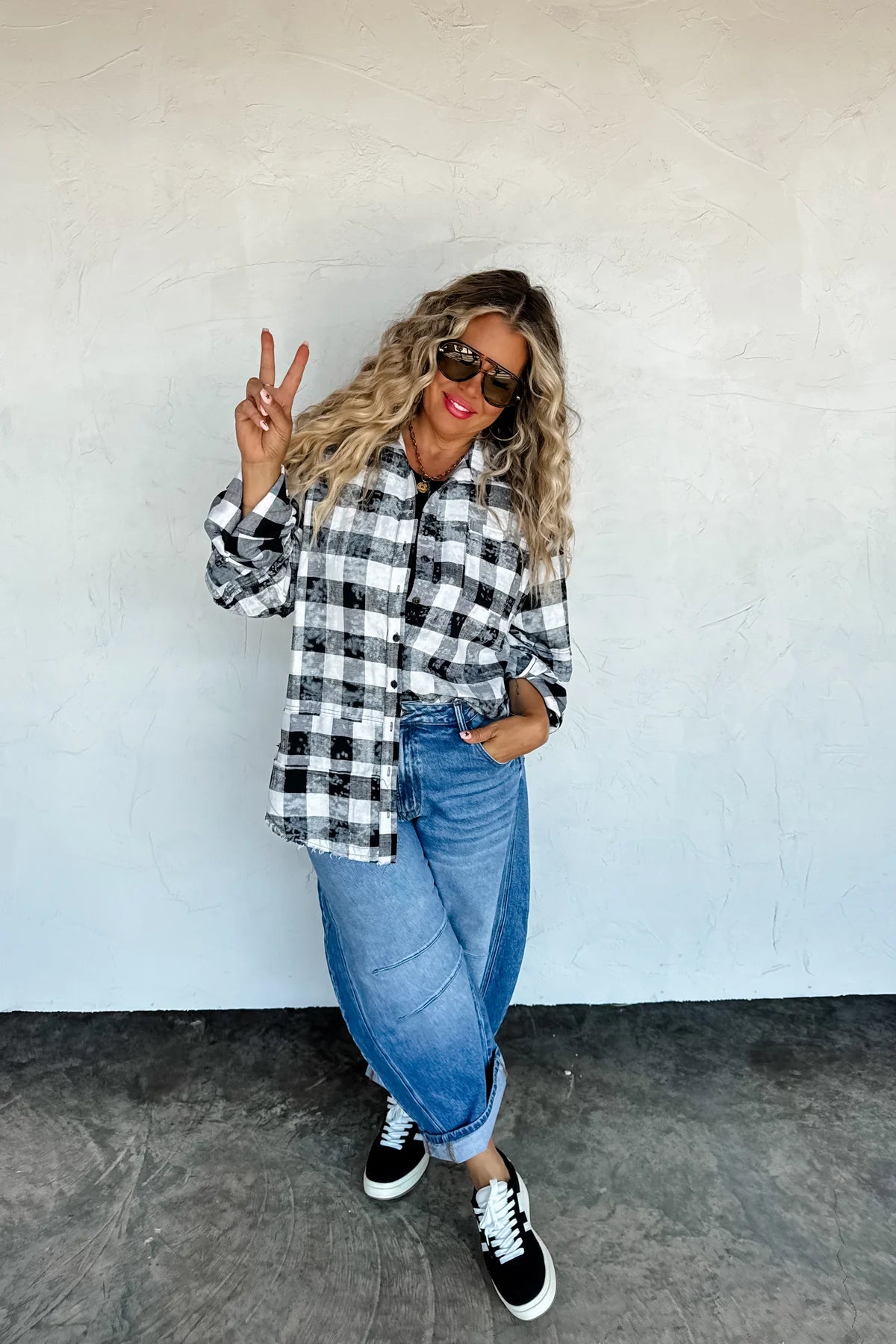 Preorder - Juniper Bleached Plaid Top