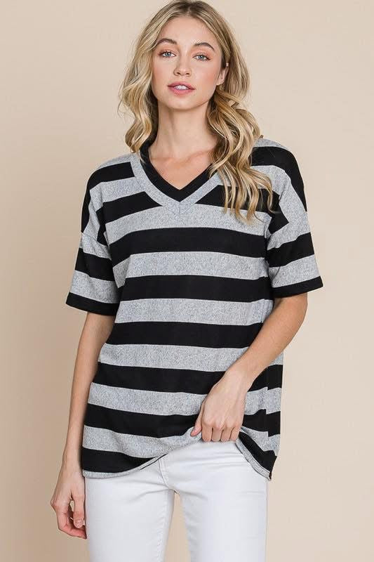 V-Neck Striped Tee