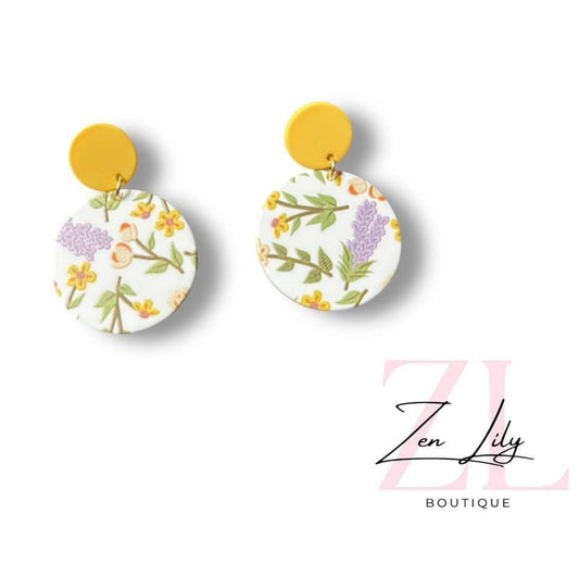 Round Floral Earrings - 2 Options