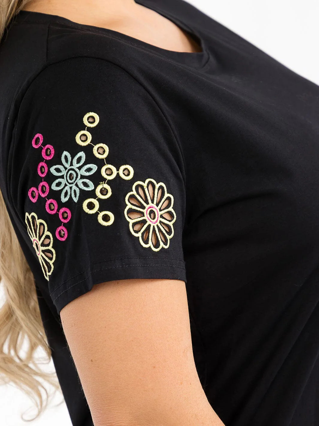 Embroidered Sleeve Floral Top