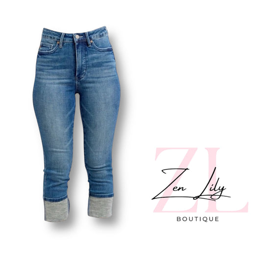 Judy Blue Skinny Cuff Capris Jeans with Pockets