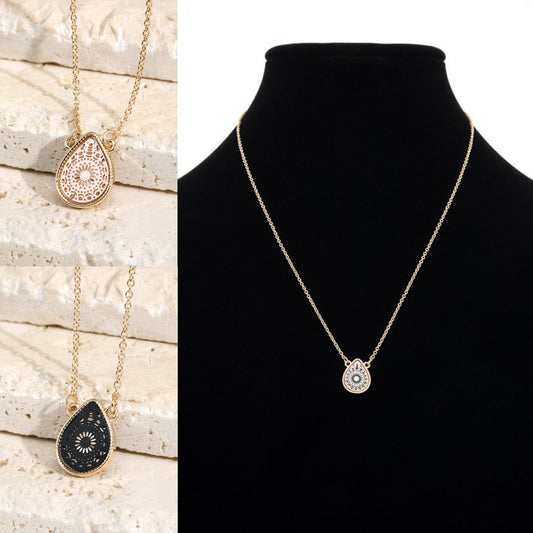 Brass Teardrop Filigree Pendant Necklace