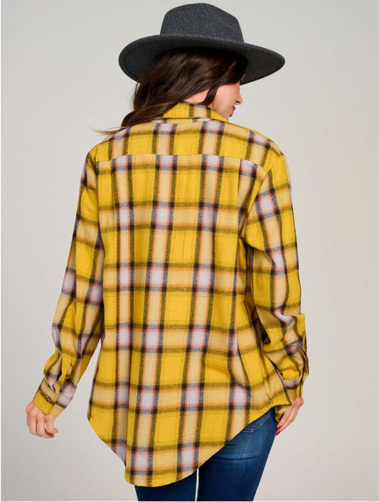 Yellow Plaid Flannel Top