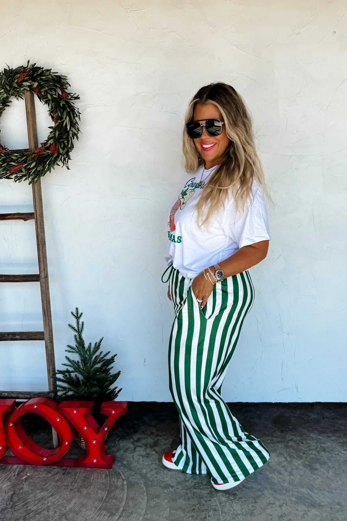 Preorder - Christmas Vertical Vibes Striped Pants - 2 Options