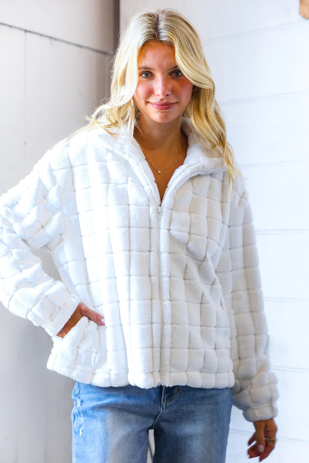 Checkered Fur Coat - 3 Options
