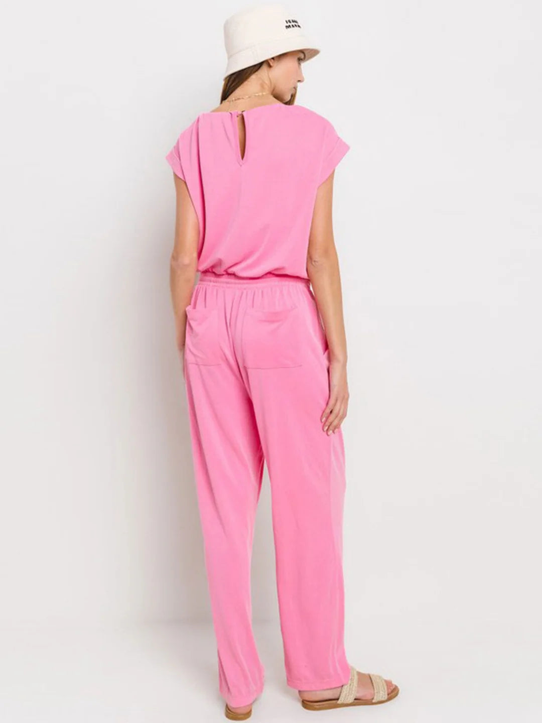 V-Neck Jumpsuit With Adjustable Waist in Indigo