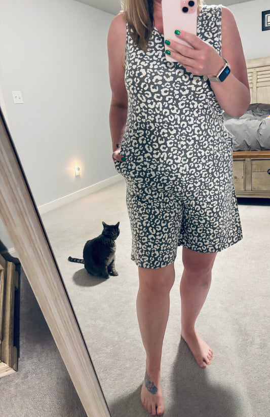 Leopard Romper With Pockets