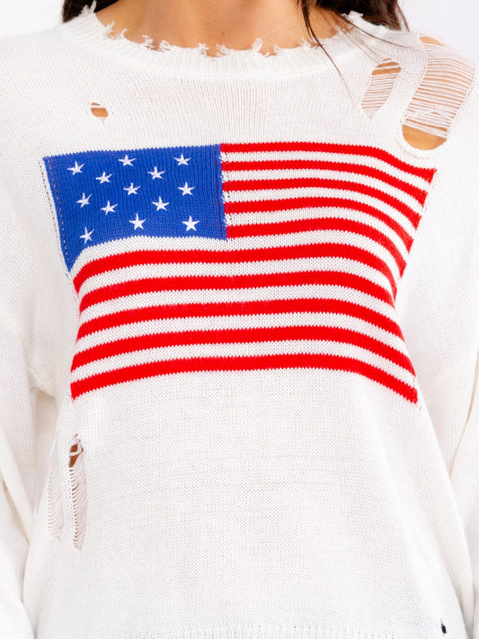 Distressed Flag Sweater