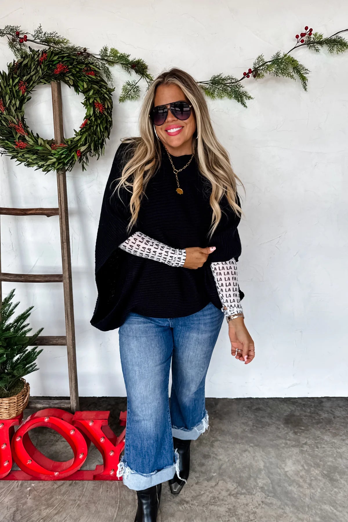 Preorder - Christmas Meg Poncho Pullover - Multiple Colors