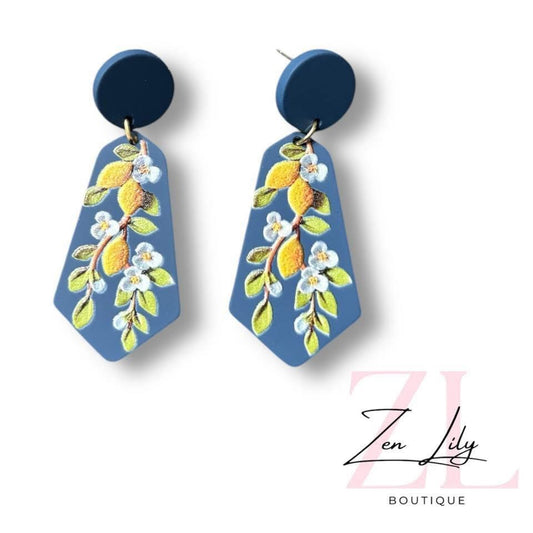 Royal Blue Floral Dangles - 2 Options