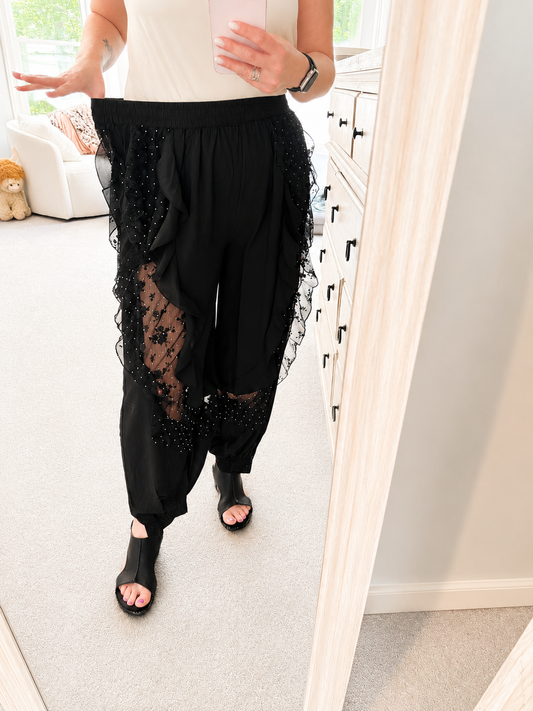 Lace, Ruffles and Stud Joggers
