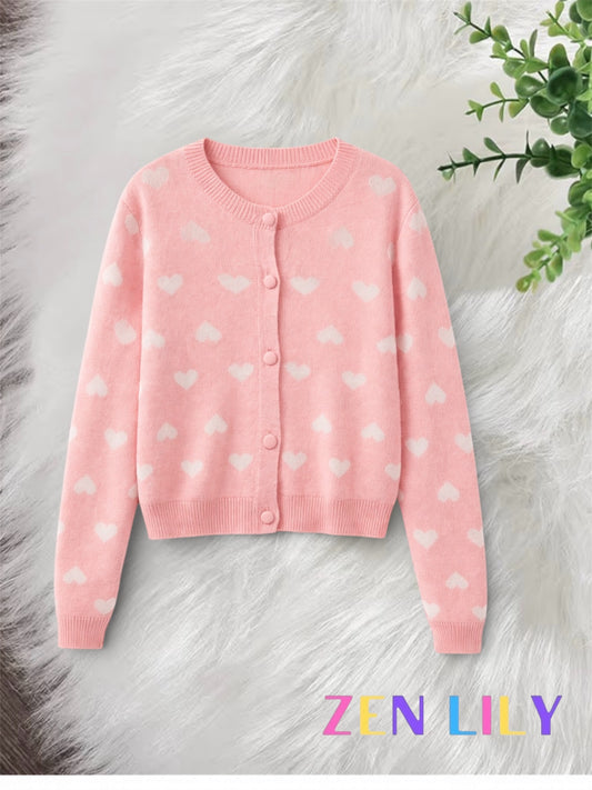 Button Up Heart Sweater