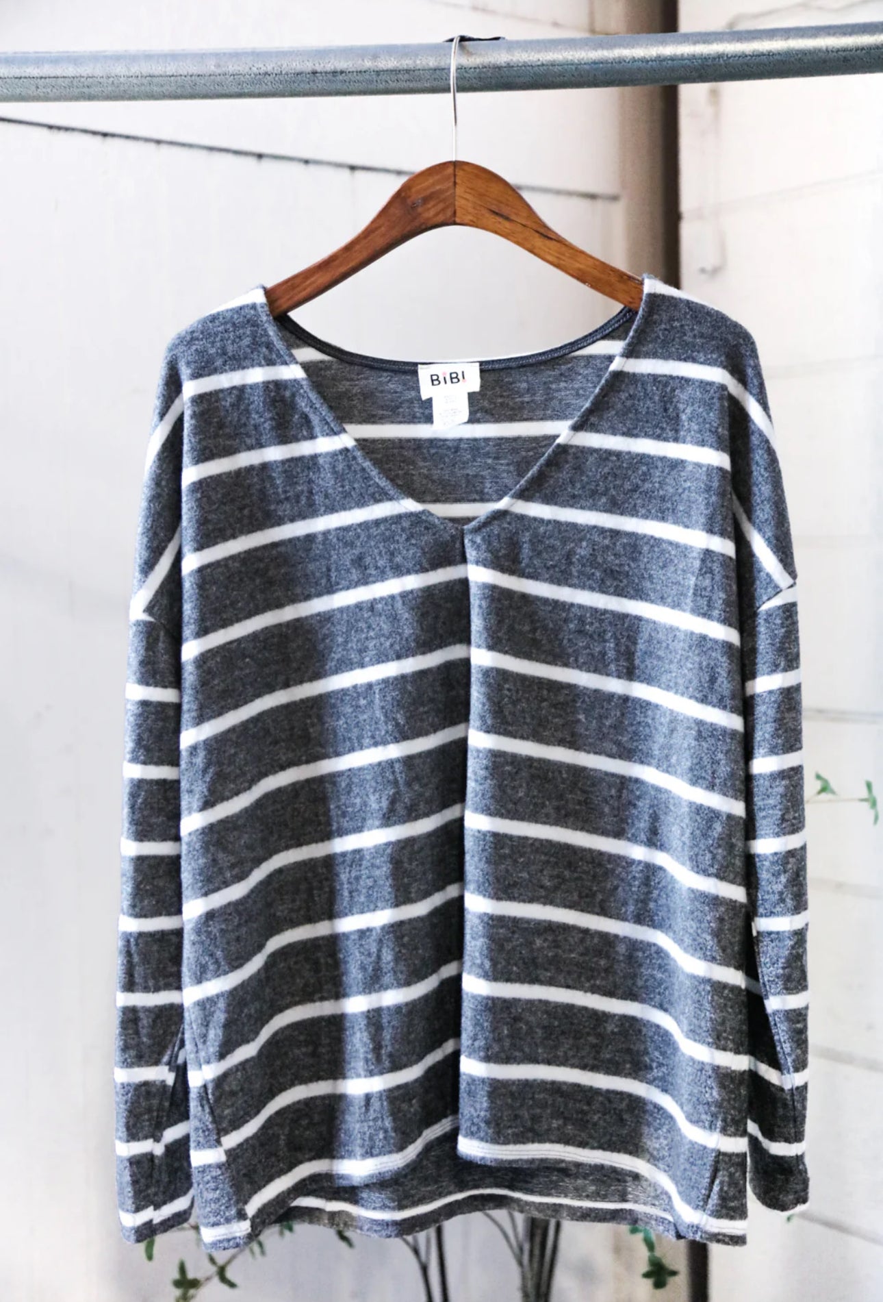 Striped V Neck Top