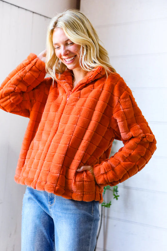 Checkered Fur Coat - 3 Options