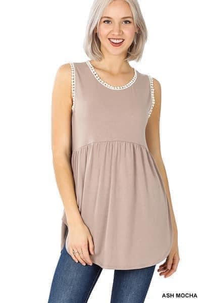 Zenana Sleeveless Babydoll Top - 4 Color Options