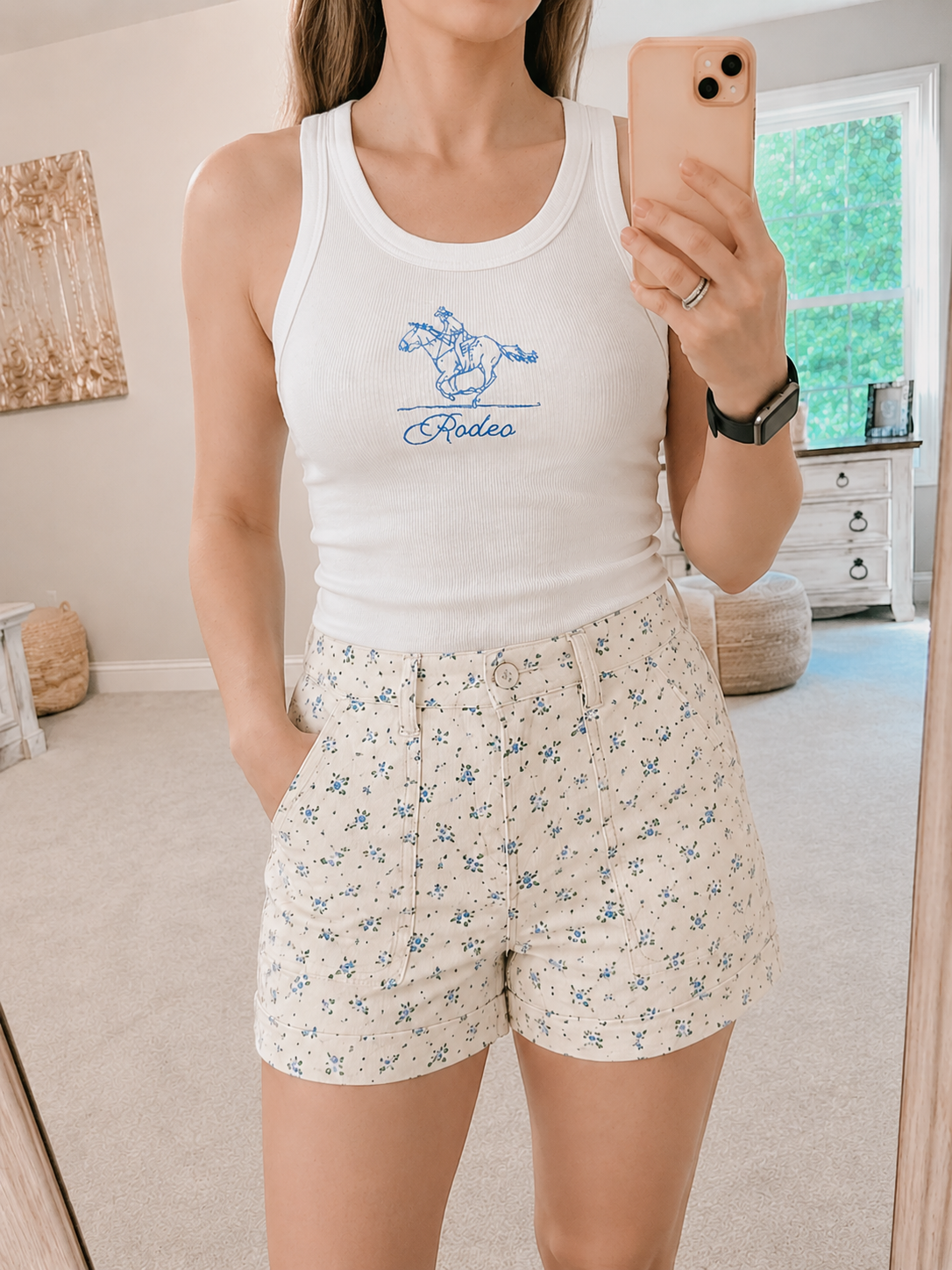 Embroidered Rodeo Ribbed Tank