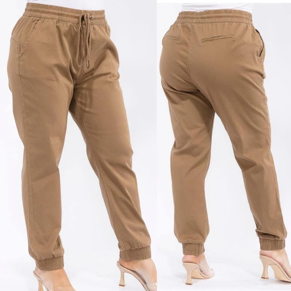 Denim Joggers in Camel