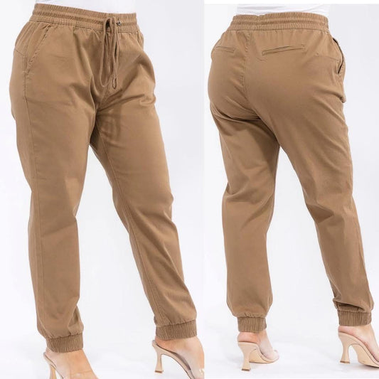 Denim Joggers in Camel