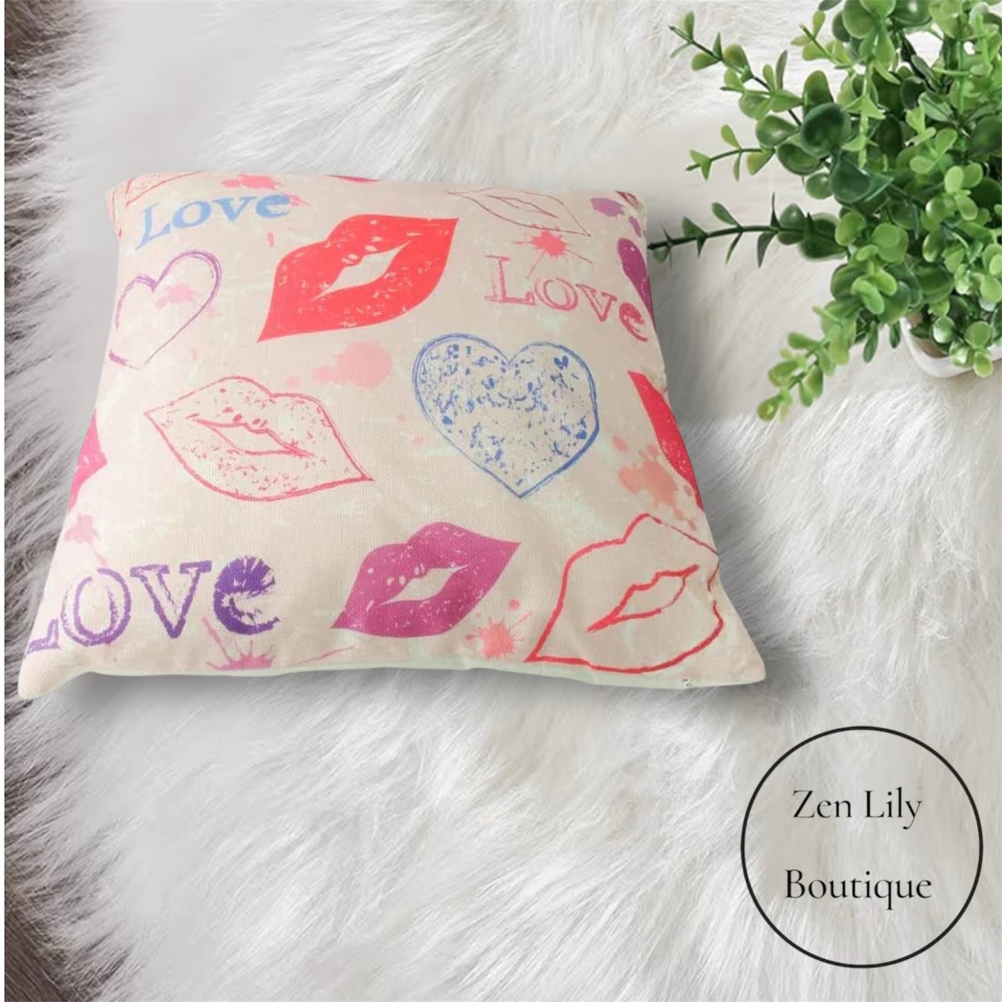 Love Hearts & Kisses Throw Pillow