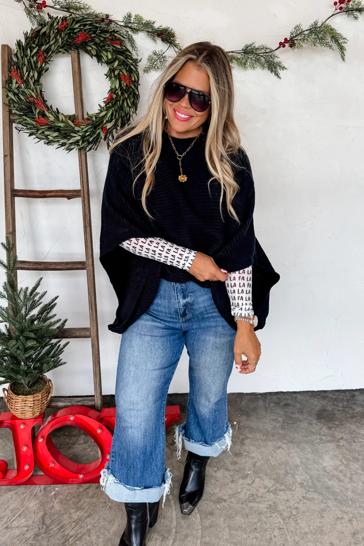 Preorder - Christmas Meg Poncho Pullover - Multiple Colors