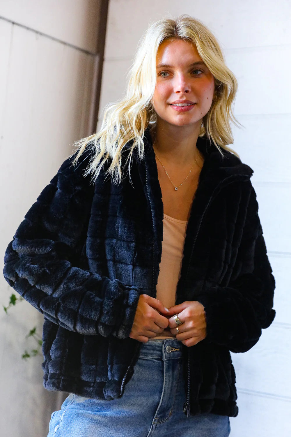 Checkered Fur Coat - 3 Options