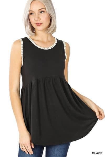 Zenana Sleeveless Babydoll Top - 4 Color Options