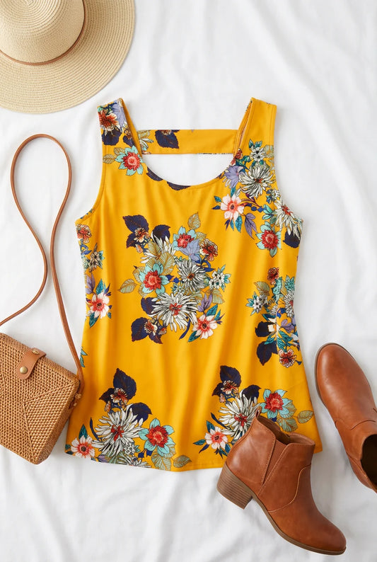 Marigold Floral Tank