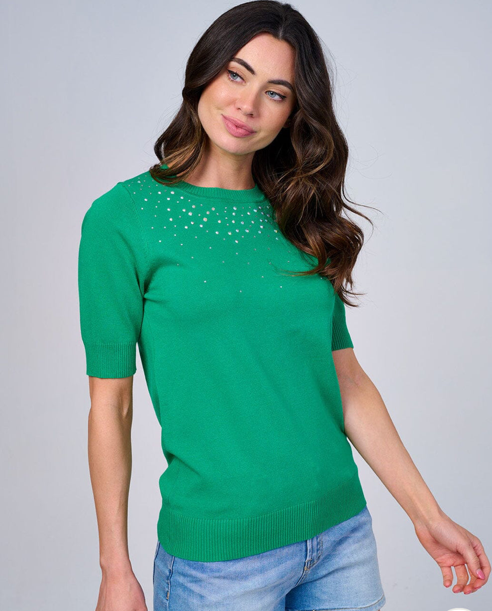 Studded Detail Knit Top - Multiple Colors