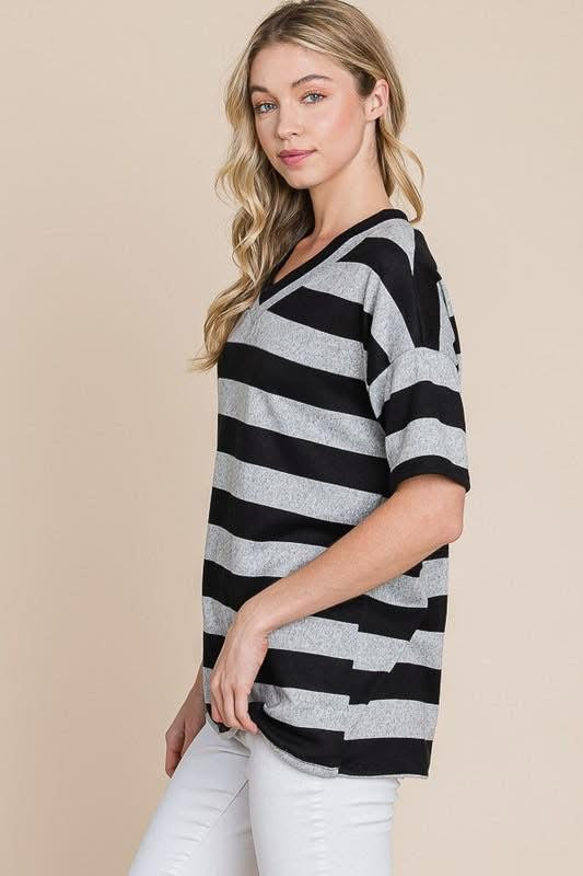 V-Neck Striped Tee