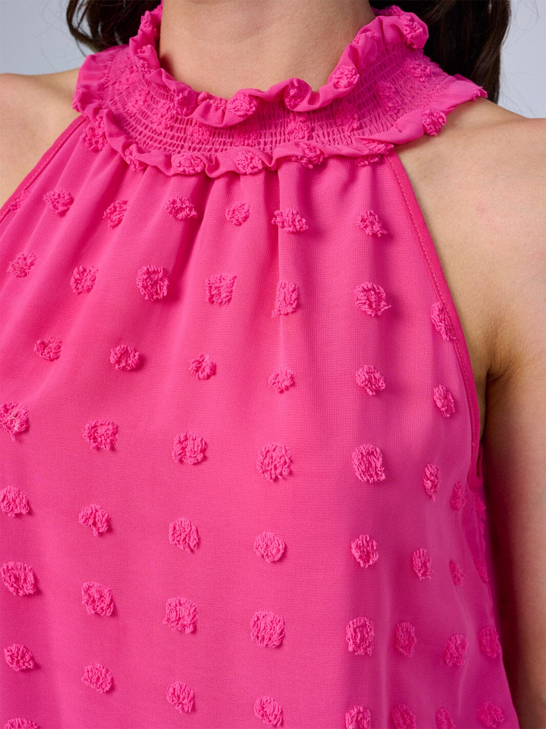 Swiss Dot Halter Top in Pink