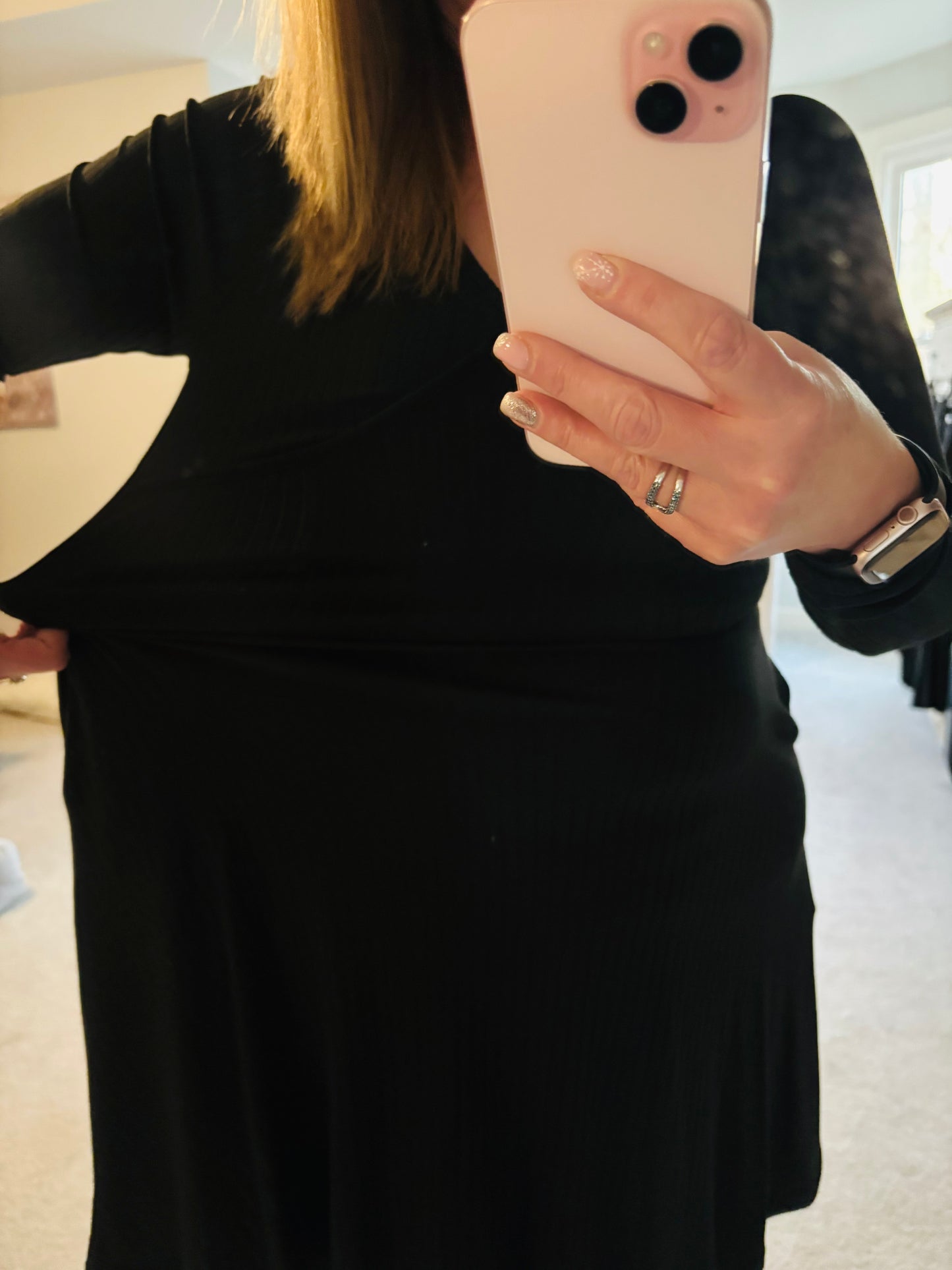 Faux Wrap Ribbed Dress