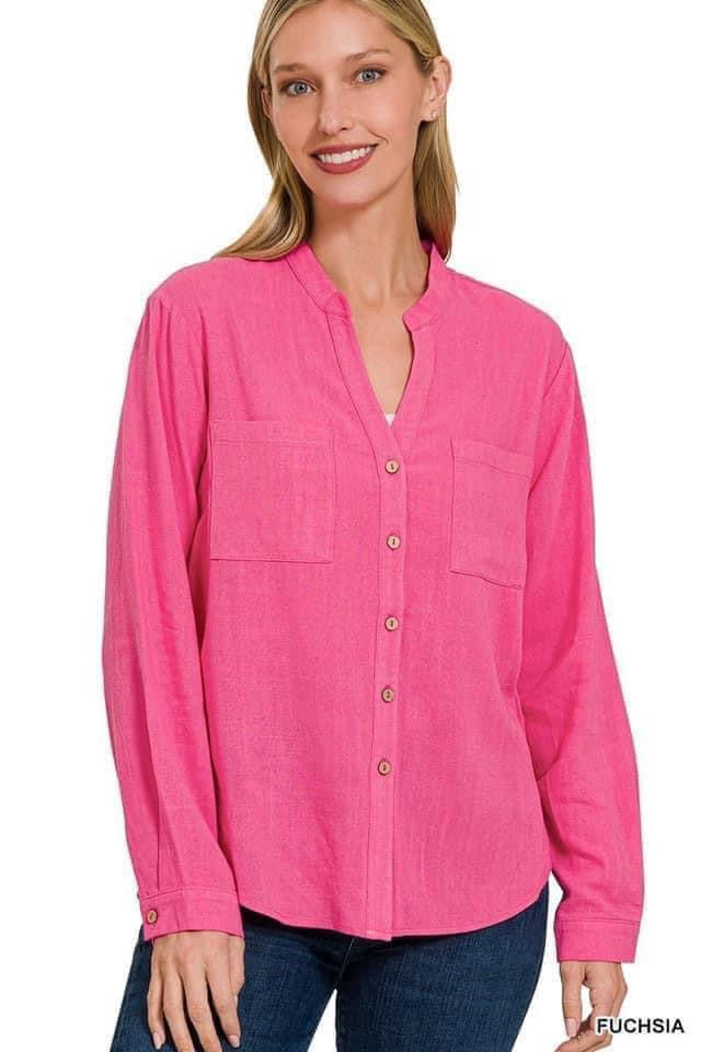 Zenana Button Up Top