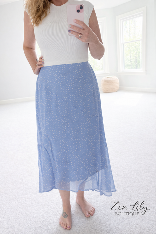 Polka Dot Elastic Waist Skirt - 2 Colors Available