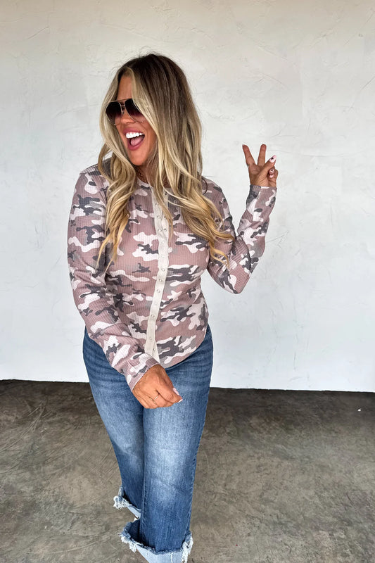 *Preorder-Kori Snap Button Waffle Top - 4 Options