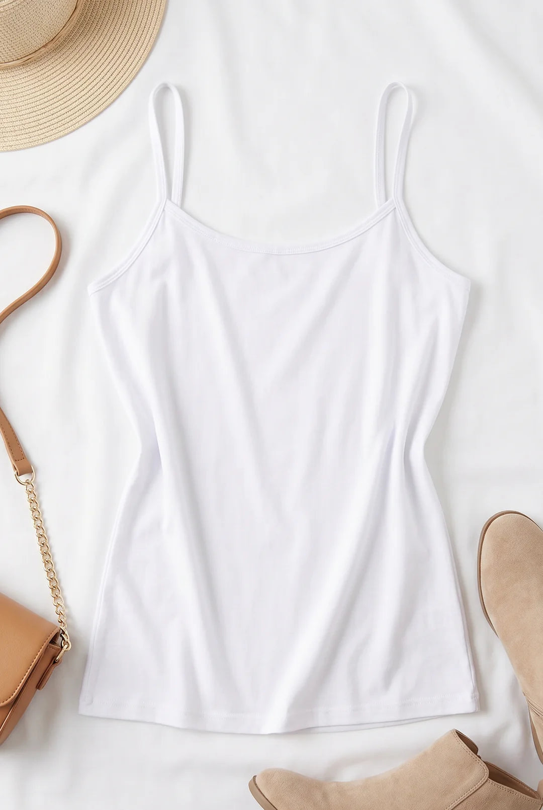 Adjustable Strap Cami in White