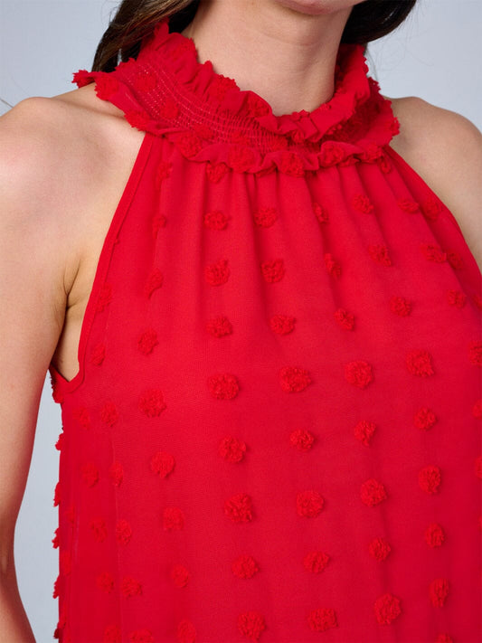 Swiss Dot Halter Top in Red