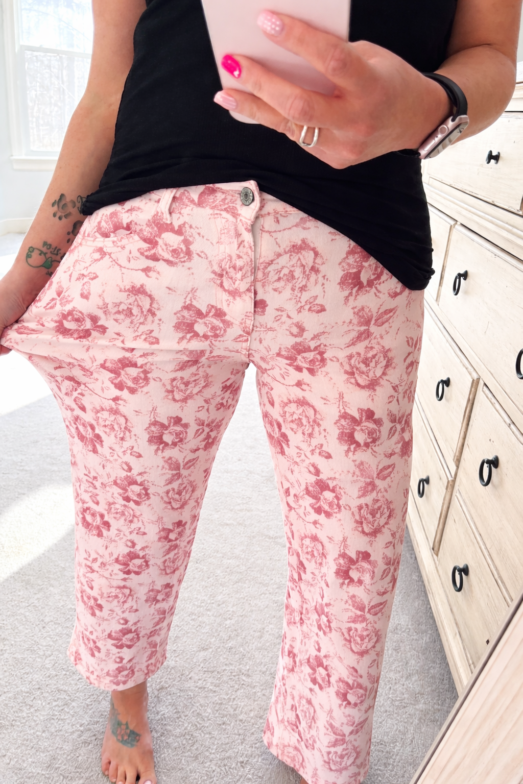 Floral Wide Leg Crops