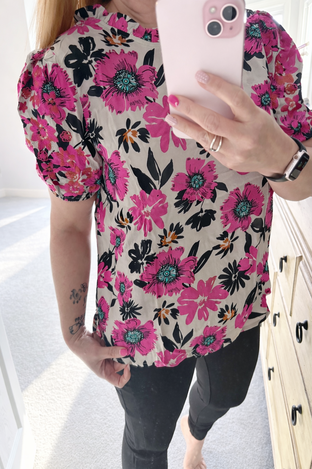 Hot Pink & Black Floral Top