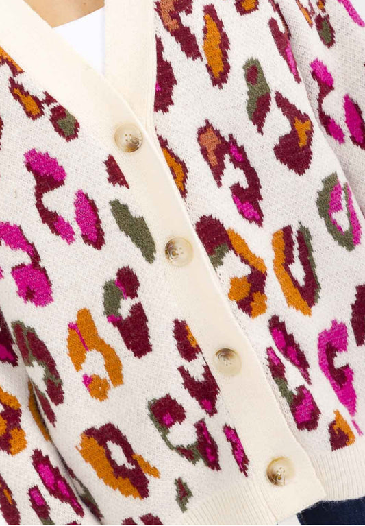 Button Up Animal Print Cardigan