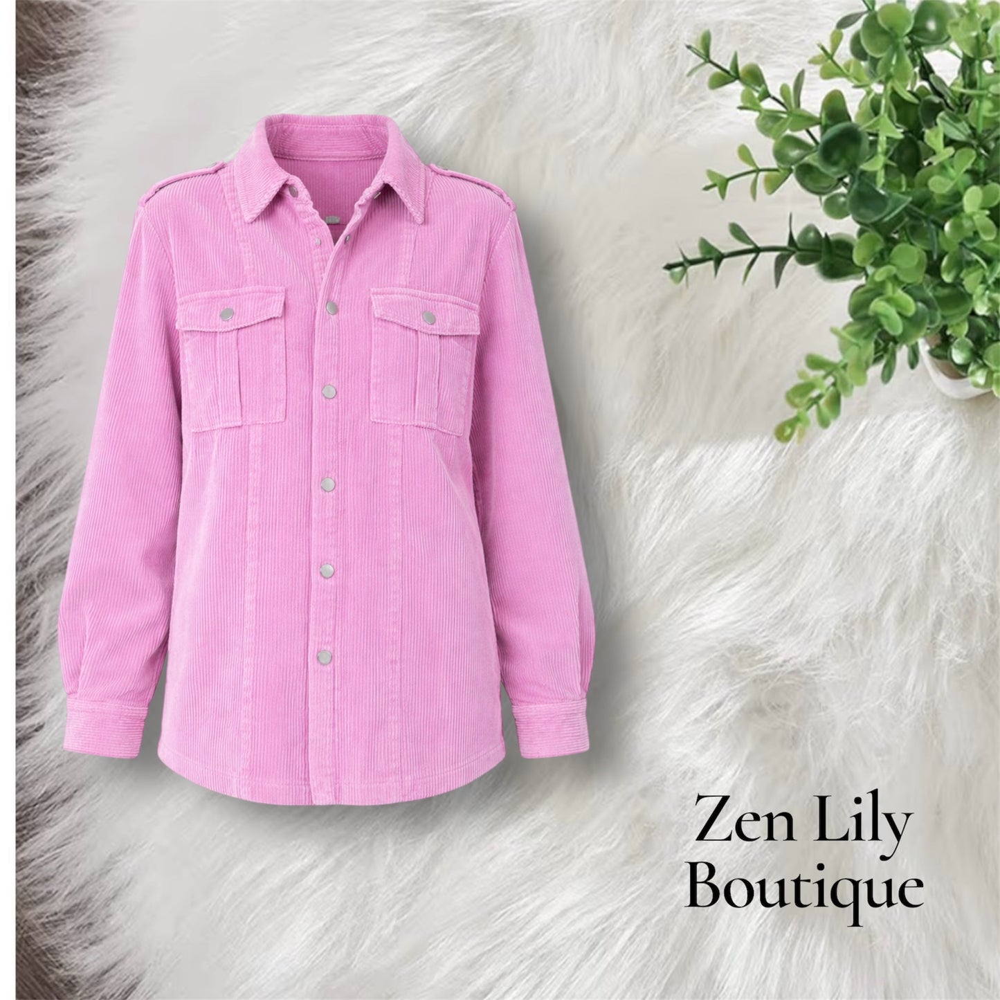 Pink Corduroy Shacket