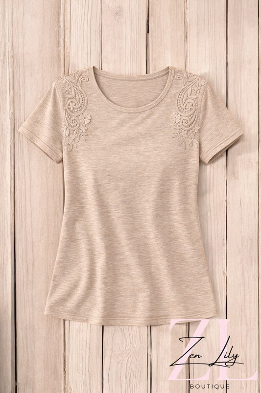 Lace Detail Round Neck Top