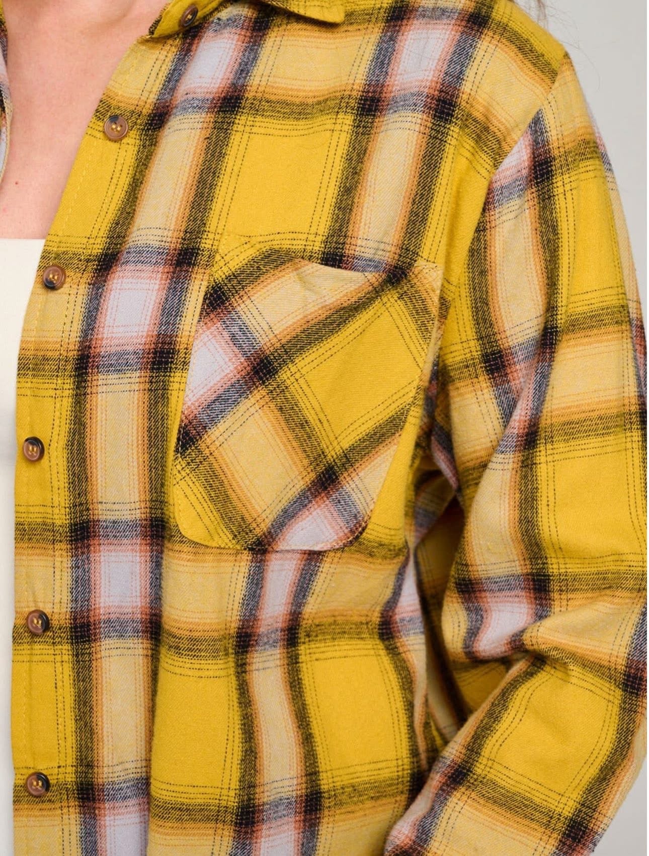 Yellow Plaid Flannel Top