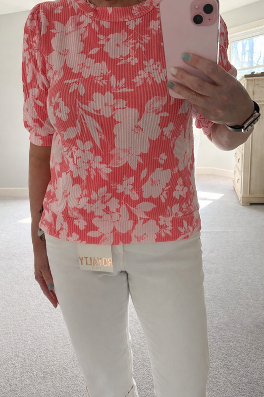 Coral Floral Top