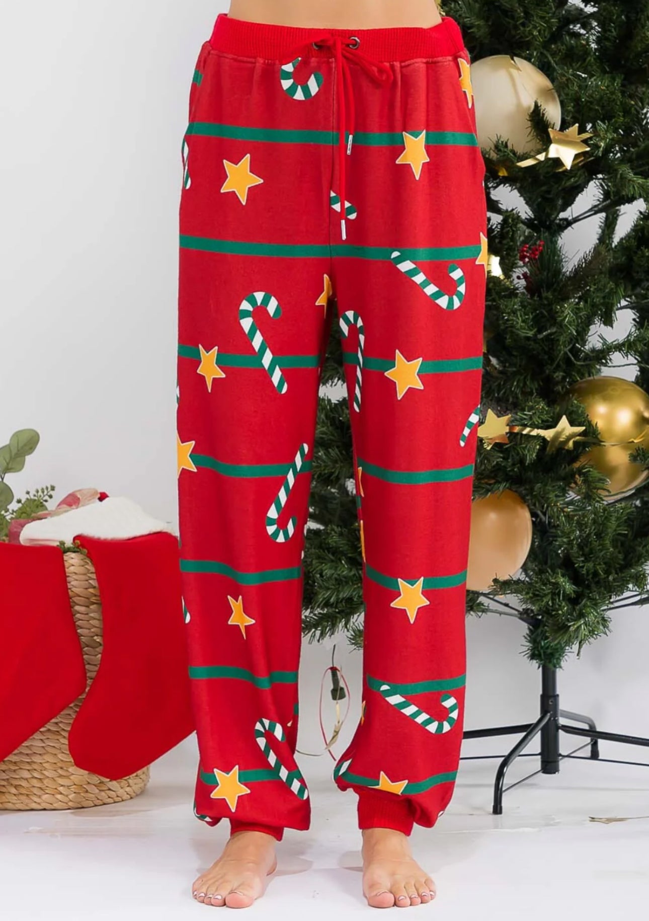 Christmas Candy Cane Star Lounge Pants