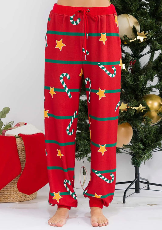 Christmas Candy Cane Star Lounge Pants