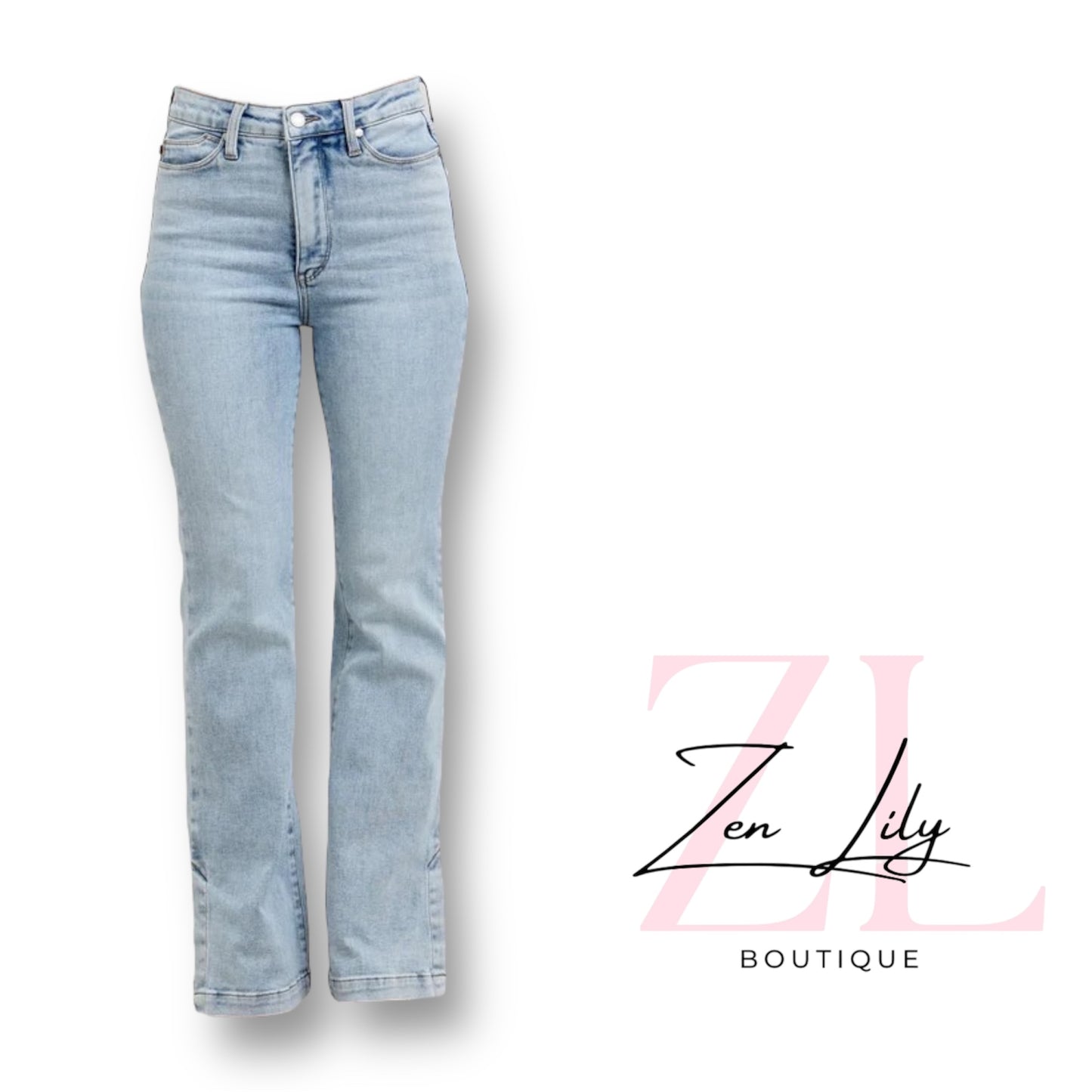 Judy Blue Tummy Control Vintage Wash Side Slit Slim Boot Jeans