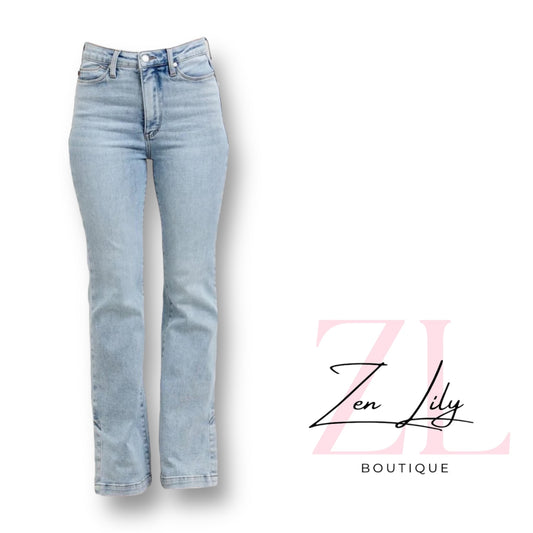 Judy Blue Tummy Control Vintage Wash Side Slit Slim Boot Jeans